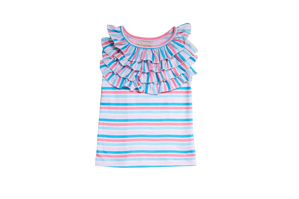 PLAYTIME FAVORITES- Courtyard Ruffle Top (Pastel Stripe) - Be Girl Clothing