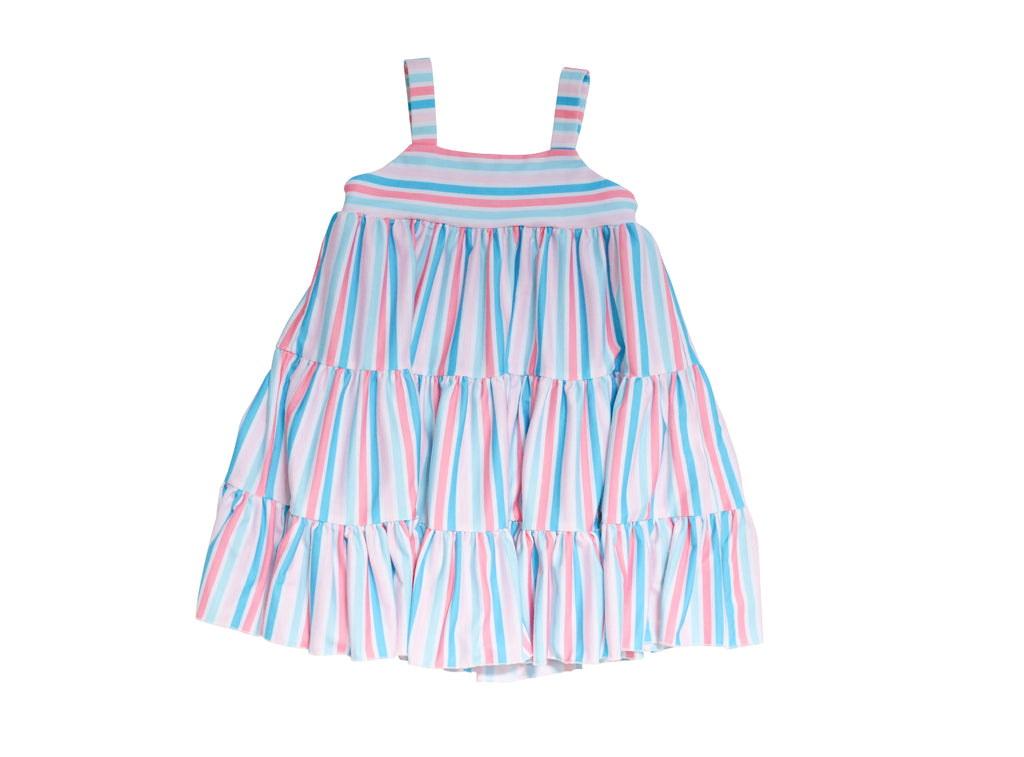 PLAYTIME FAVORITES- Garden Twirler Dress (Pastel Stripes) - Be Girl Clothing